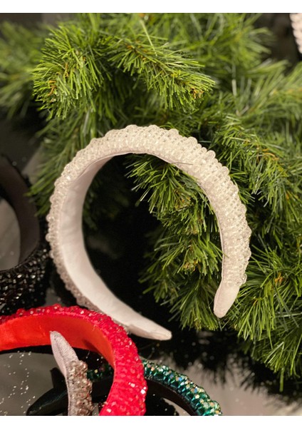 Yılbaşı Özel Gün Lüks Kristal Taş Kaplamalı Kadın Tacı Taşlı Taç Hediye Kutulu Kına Nişan Beyaz indirimleri