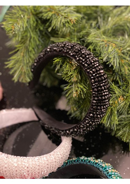 Yılbaşı Özel Gün Lüks Kristal Taş Kaplamalı Kadın Tacı Taşlı Taç Hediye Kutulu Kına Nişan Siyah indirimleri