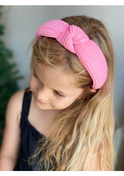 Yeni Trend Süngerli Düğümlü Taç Kadın Çocuk Tacı Çizgili Neon Şeker Pembe fiyatları