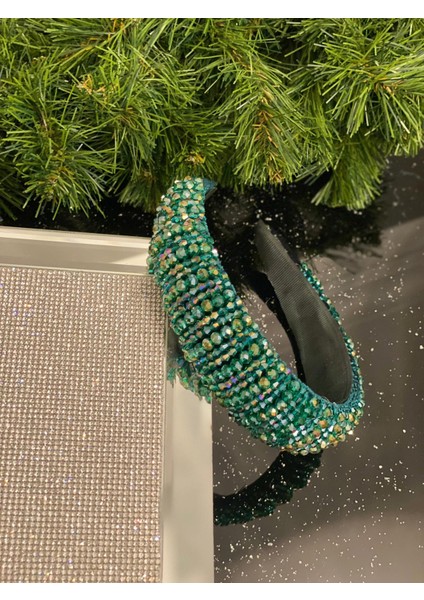 Yılbaşı Özel Gün Lüks Kristal Taş Kaplamalı Kadın Tacı Taşlı Taç Hediye Kutulu Kına Nişan Yeşil indirimleri