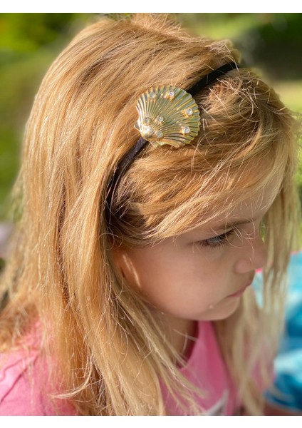 Yeni Yaz Trend Moda Taşlı Metal Istiridye Deniz Kabuğu Taç Kadın Çocuk Tacı Gold