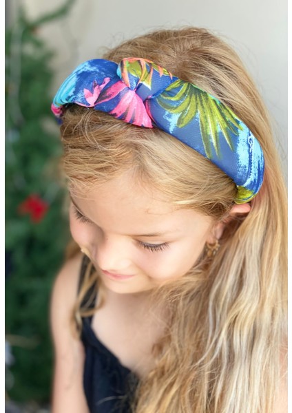 Yeni Trend Süngerli Düğümlü Tül Kumaş Renkli Çiçek Desenli Taç Kadın Çocuk Tacı fiyatları