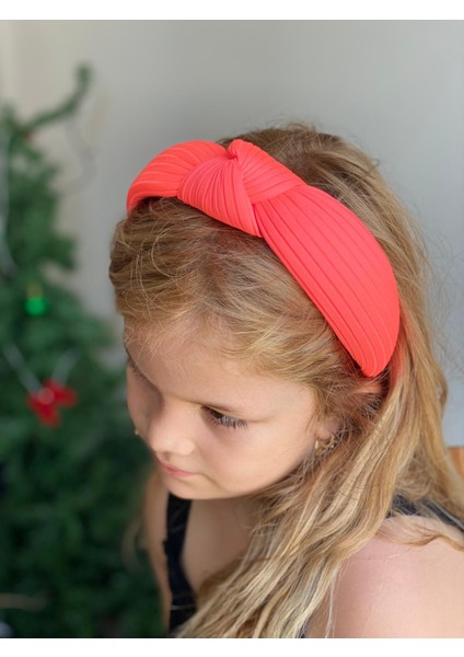 Yeni Trend Süngerli Düğümlü Taç Kadın Çocuk Tacı Neon Oranj Nar Çiçeği