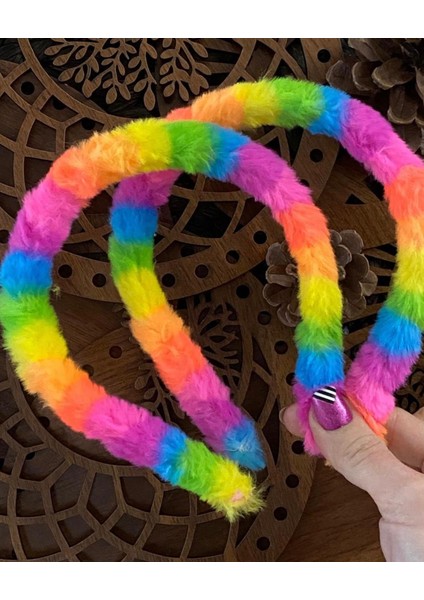 Yeni Trend Moda Peluş Rengarenk Fosforlu Gökkuşağı Unicorn Taç Çocuk Yetişkin Tacı fiyatları