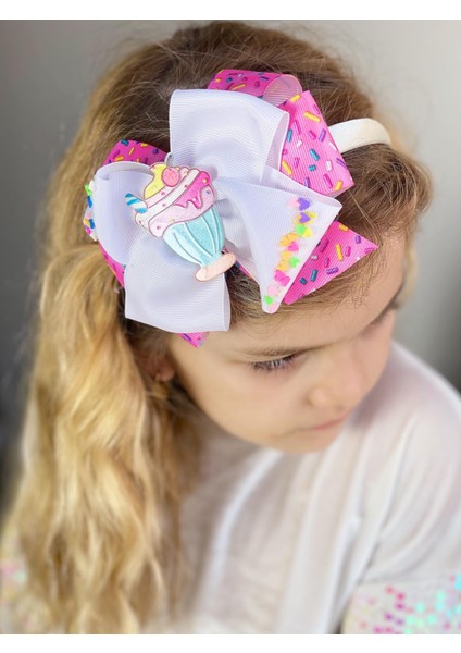 Özel Tasarım Lüks Fiyonklu Cupcake Dondurma Süslü Renkli Taç Çocuk Tacı fiyatları