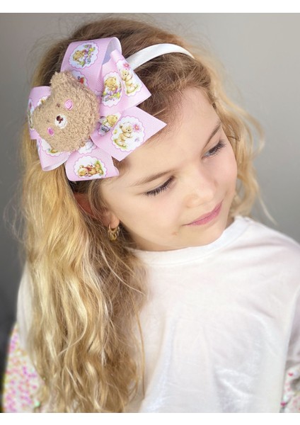 Özel Tasarım Lüks Fiyonklu Peluş Ayıcık Teddy Taç Ayılı Çocuk Tacı