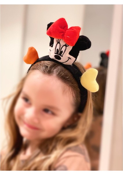 Sevimli Büyük Peluş Pofuduk Kalpli Minnie Mouse Fare Yetişkin Çocuk Tacı Kostüm Taç