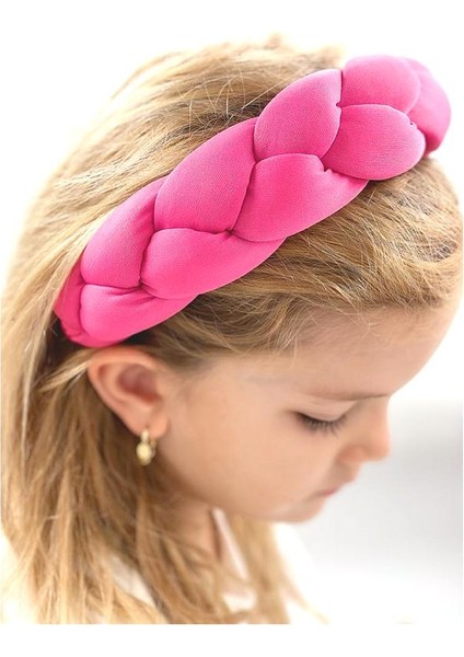 Yeni Trend Iri Geniş Örgü Taç Çocuk Yetişkin Tacı Neon Şeker Pembe