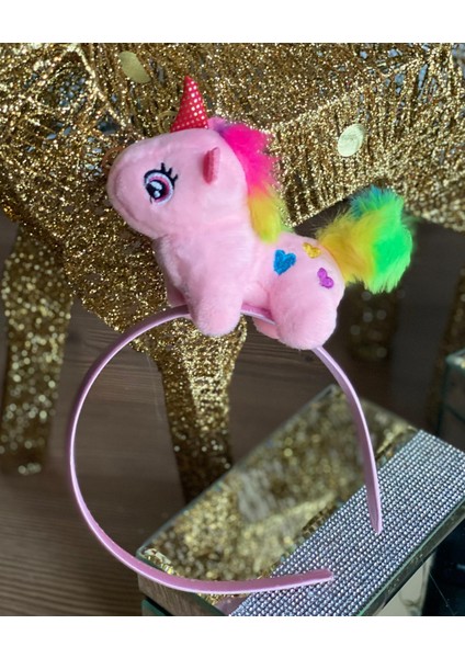 Özel Tasarım Sevimli Rengarenk Gökkuşağı Unicorn Peluş Taç Çocuk Tacı Pembe fiyatları