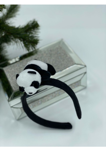 Sevimli Büyük Pofuduk Panda 3D Peluş Taç Siyah Beyaz Kadife Yetşkin Çocuk Tacı fiyatları