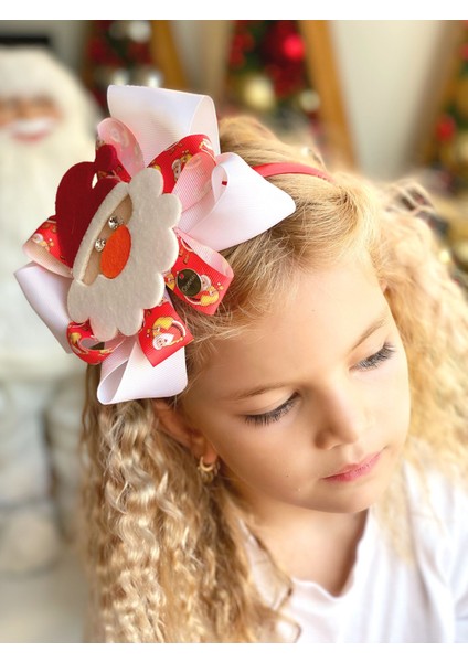 Yılbaşı Özel Tasarım Lüks Taşlı Noel Baba Büyük Fiyonk Saten Taç Çocuk Yetişkin Tacı Kırmızı fiyatları