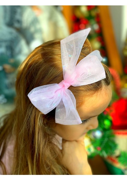 Şeker Pembe Organze Tül Parlak Yıldız Desenli Büyük Fiyonk Taç Yetişkin Çocuk Tacı fiyatları