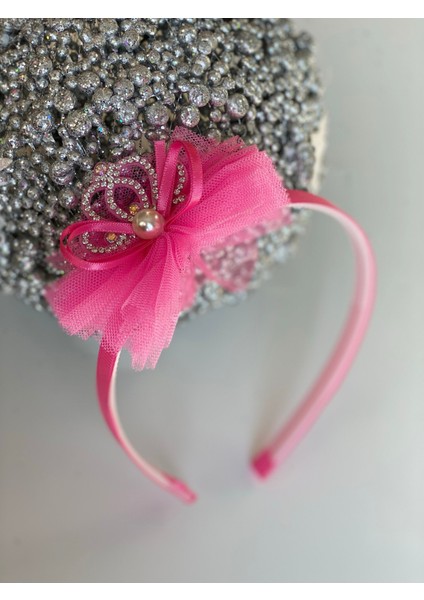 Prenses Taçlı Taşlı Tüllü Inci Çocuk Doğum Günü Tacı Fuşya Pembe fiyatları