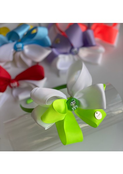 Yaz Şekeri Özel Tasarım M&m Draje Çocuk Büyük Fiyonk Saten Taç Neon Fosforlu Yeşil fiyatları