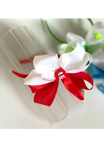 Yaz Şekeri Özel Tasarım M&m Draje Çocuk Büyük Fiyonk Saten Taç Kırmızı fiyatları