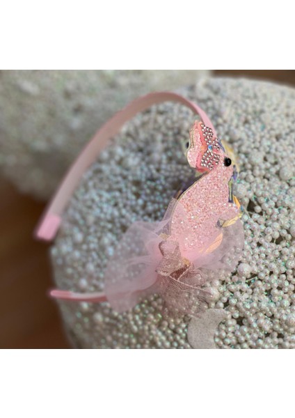 Sevimli Pembe Simli Taşlı Tavşan Hologramlı Tüllü Parlak Taç fiyatları