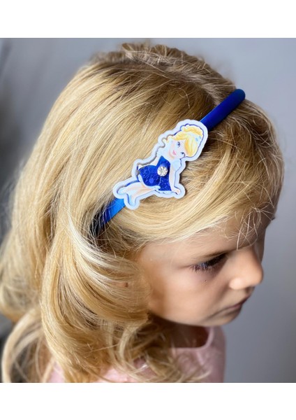 3D Boyutlu Hareketli Pullu Taşlı Prenses Çocuk Tacı Saten Taç Saks Mavi