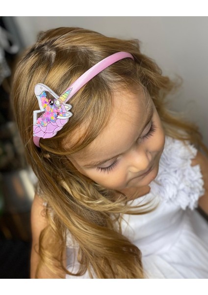 3D Pleksi Cam Pullu Taşlı 3 Boyut Büyük Unicorn Çocuk Tacı Pembe Saten Taç fiyatları