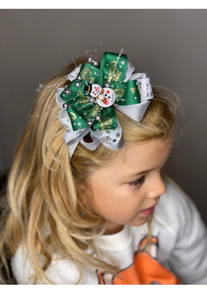 Özel Tasarım Kardan Adam Gümüş Toplu Fiyonklu Saten Tacı Çocuk Yetişkin Taç