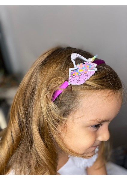 3D Pleksi Cam Pullu Taşlı 3 Boyut Büyük Unicorn Çocuk Tacı Fuşya Pembe Saten Taç fiyatları