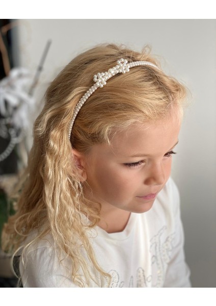 Yeni Sezon Trend Moda Fiyonk Inci Sıralı Kız Çocuk Yetişkin Taç