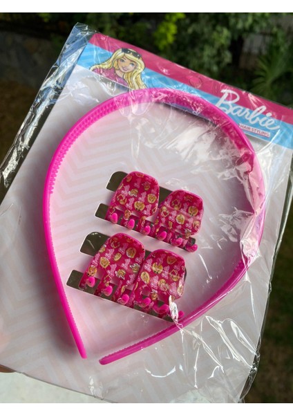 Barbie Fuşya Pembe Taç Toka Çocuk Hediye Set