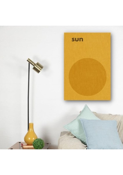 Sun Yazılı Minimal Güneş Kanvas Tablo