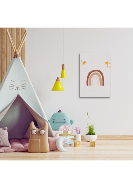 Soft Gökkuşağı ve Yıldızlar Çocuk Odası Kanvas Tablo