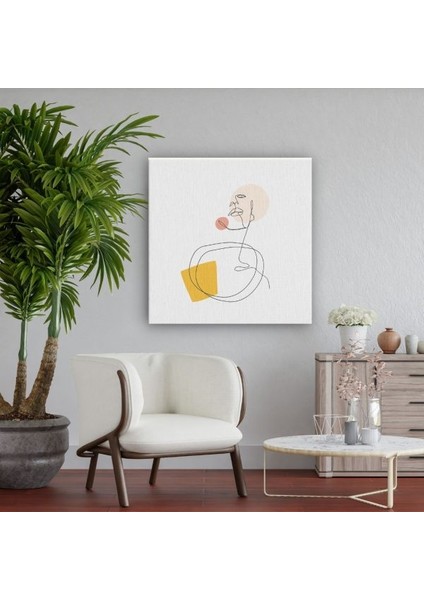 Line Art Absract Minimal Kadın Silüet Çizim Kanvas Tablo
