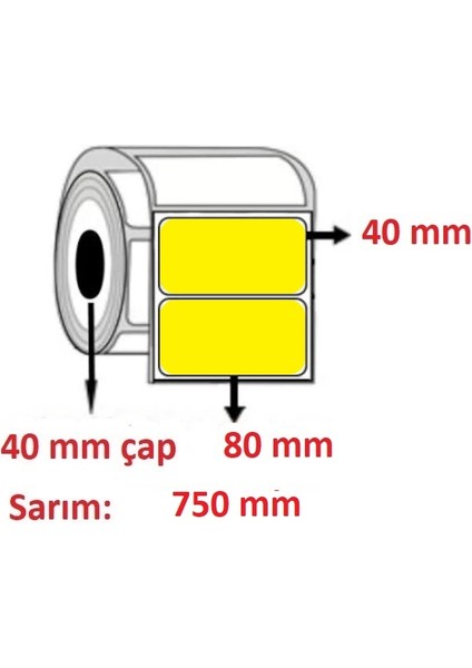 80X40 Kuşe Etiket Sarı ( 750 Li )
