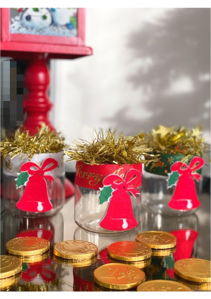 Yeni Yıl Yılbaşı Lüks Süslü Hediyelik Şeker Sunum Kutusu Dekorasyon Şekerlik Çan Zil Tek Adet fiyatları