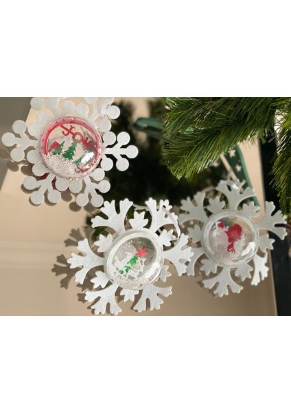 Yeni Yıl Yılbaşı Özel Lüks Beyaz Kar Küresi Kar Tanesi Fanus Dekorasyon Çam Ağacı Süs Tekli fiyatları