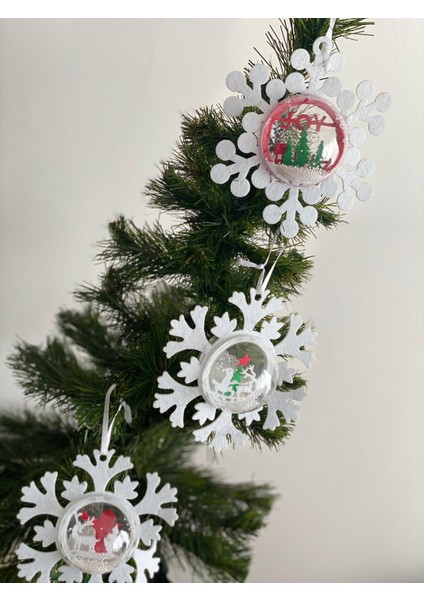 Yeni Yıl Yılbaşı Özel Lüks Beyaz Kar Küresi Kar Tanesi Fanus Dekorasyon Çam Ağacı Süs Tekli fırsatları