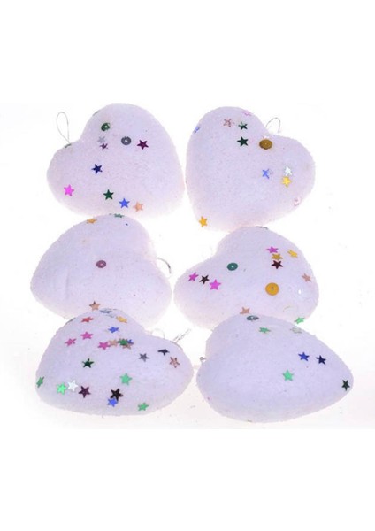 Yeni Yıl Yılbaşı Özel Snow Karlı Köpüklü Simli Kalp Çam Ağacı Süsü Set