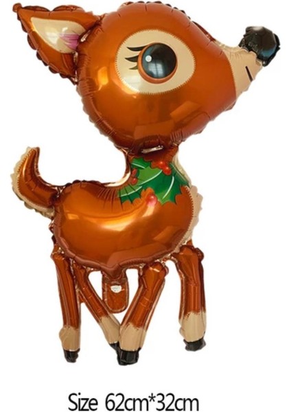 Yeni Yıl Yılbaşı Dekorasyon Özel Lüks Büyük Boy Folyo Helyum Balon Sevimli Geyik Noel Geyiği