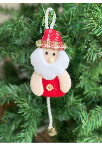 Yeni Yıl Yılbaşı Lüks Ithal Koleksiyonluk Büyük Çam Ağacı Süsü Pofuduk 3 Boyutlu Zilli Noel Baba