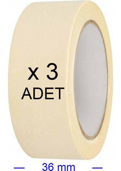 3 Adet Kağıt Bant 36 mm Maskeleme Bandı Boya Bandı