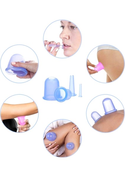 5'li Terapi Vakumlu Silikon Masaj Bardak Seti