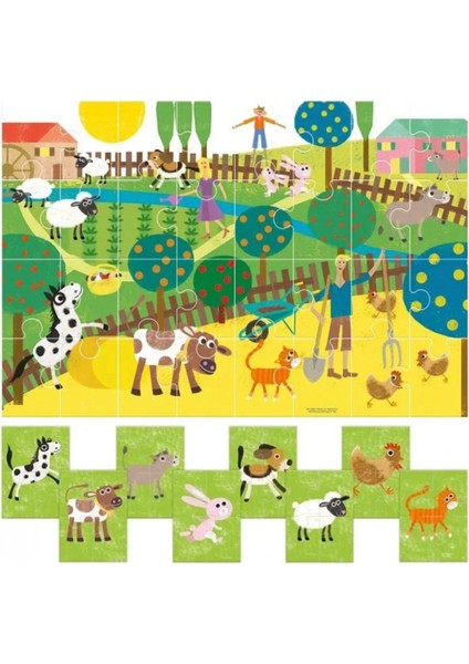 Bilmiş Çocuk Headu 8+1 Çiftliğim Puzzle Büyük Iki Taraflı Parçalı Yapboz 8+1 My Farm Puzzle (2-5 Yaş)