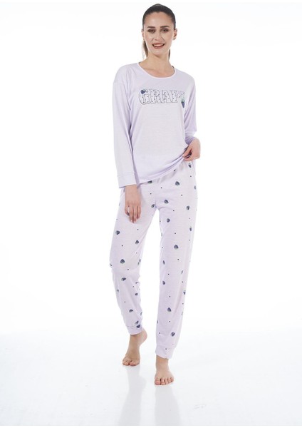 22134 Kadın Üzüm Desenli Uzun Kollu Viskon Pijama Takım fiyatları