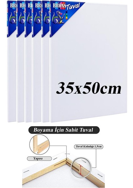 Tuval 35X50 6 Adet Gerdirme Apartlı Arkadan Zımbalı 35*50 Tual Akrilik Boya Yağlı Boya