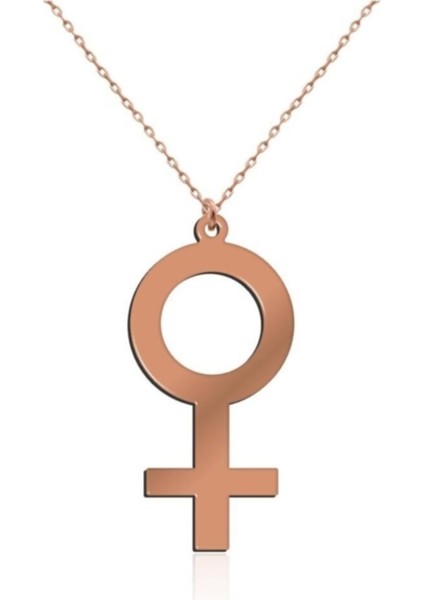Kadın Sembolü Gümüş Kolye Rose Gold Kaplama Gümüş Kolye