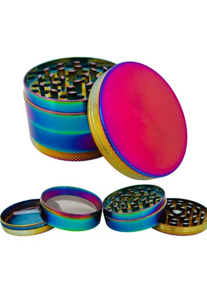 Grınder 4 Kat Herbal Baharat Öğütücü Metal Mıknatıslı 63M-RAINBOW