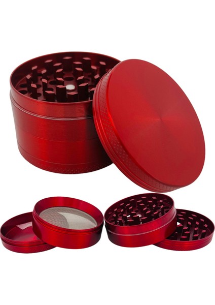 Grınder 4 Kat Herbal Baharat Öğütücü Metal Mıknatıslı 63M-KIRMIZI