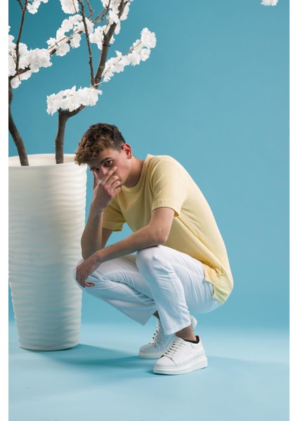 Slimfit Pamuklu Bisiklet Yaka Likralı Kısa Kol Erkek Triko Yazlık T-Shirt fiyatları