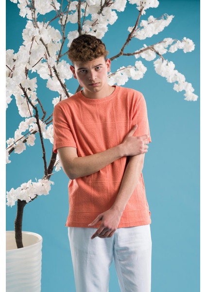 Slimfit Pamuklu Bisiklet Yaka Likralı Kısa Kol Erkek Triko Yazlık T-Shirt fiyatları