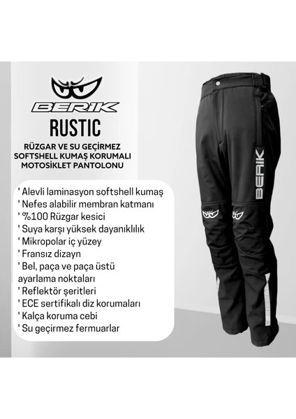 Rustic Korumalı Softshell Motosiklet Pantolonu