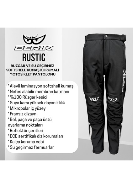 Rustic Korumalı Softshell Motosiklet Pantolonu