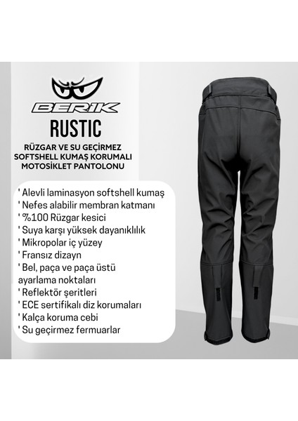 Rustic Korumalı Softshell Motosiklet Pantolonu