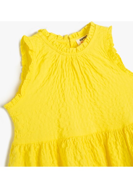 Elbise Fırfırlı Kolsuz Yuvarlak Yaka Katlı modelleri